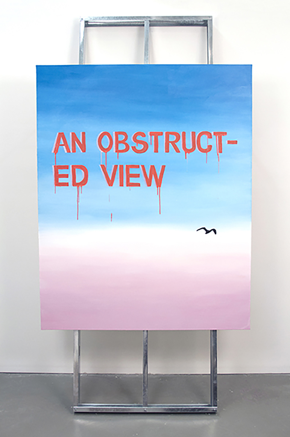 An Obstructed View  Steel, aluminum, oil on canvas 96 x 48 x 36 in