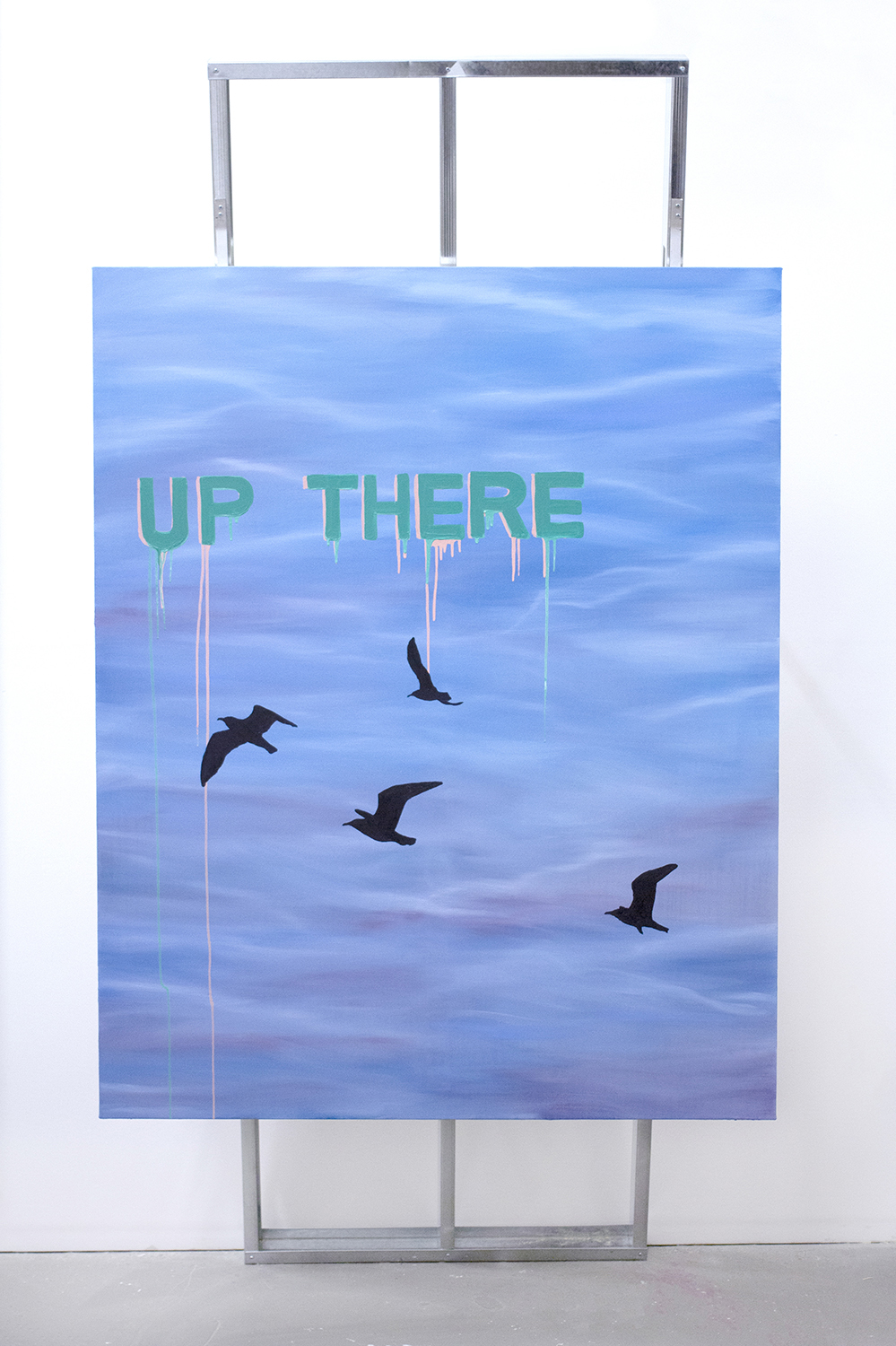 Untitled (Up There)  Steel, aluminum, oil on canvas 96 x 48 x 36 in