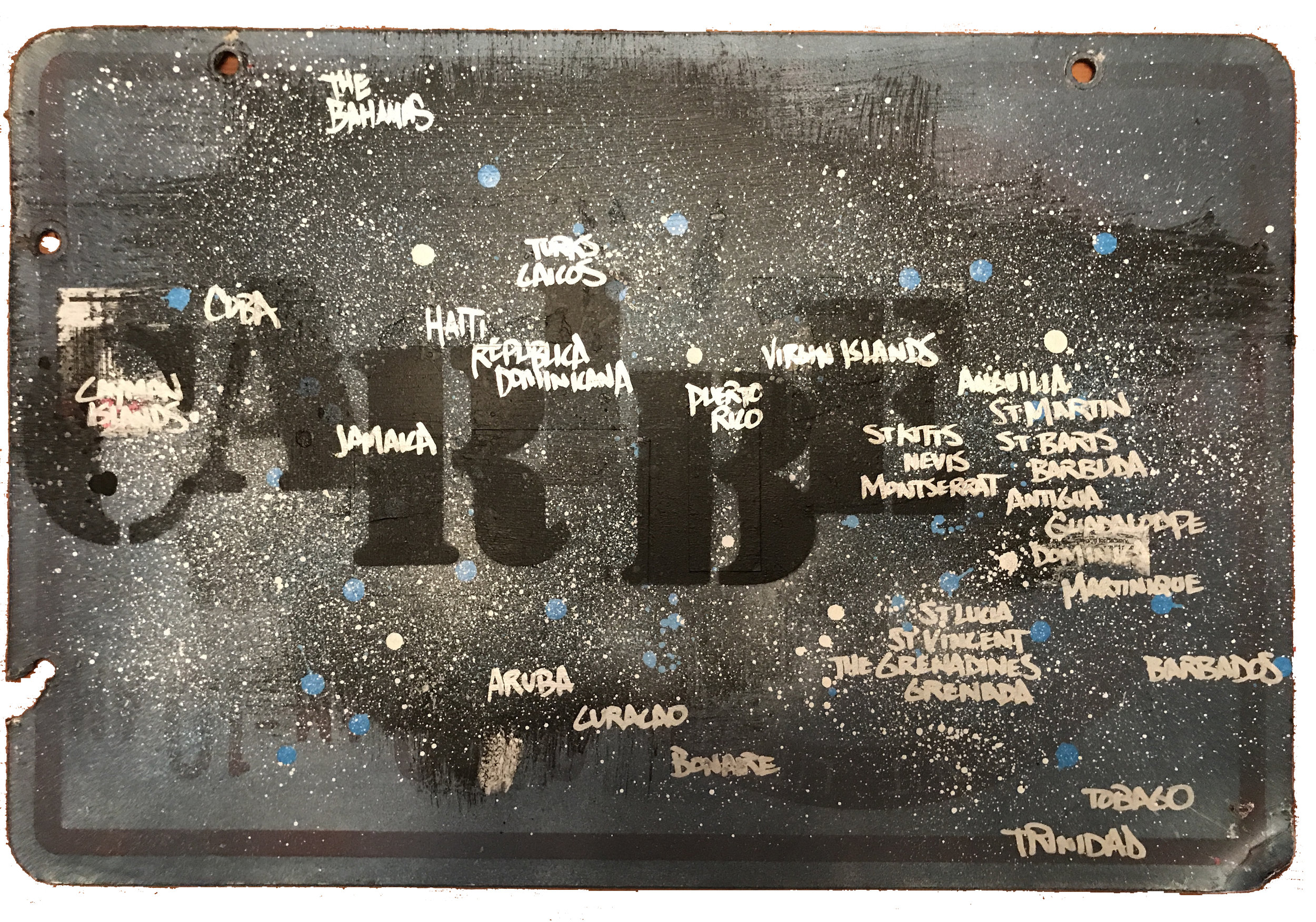 Carlos Jesus Martinez-Dominguez  Fuck the N  Mixed media: spray paint, marker, lino print, glitter on street sign 12 x 18 in