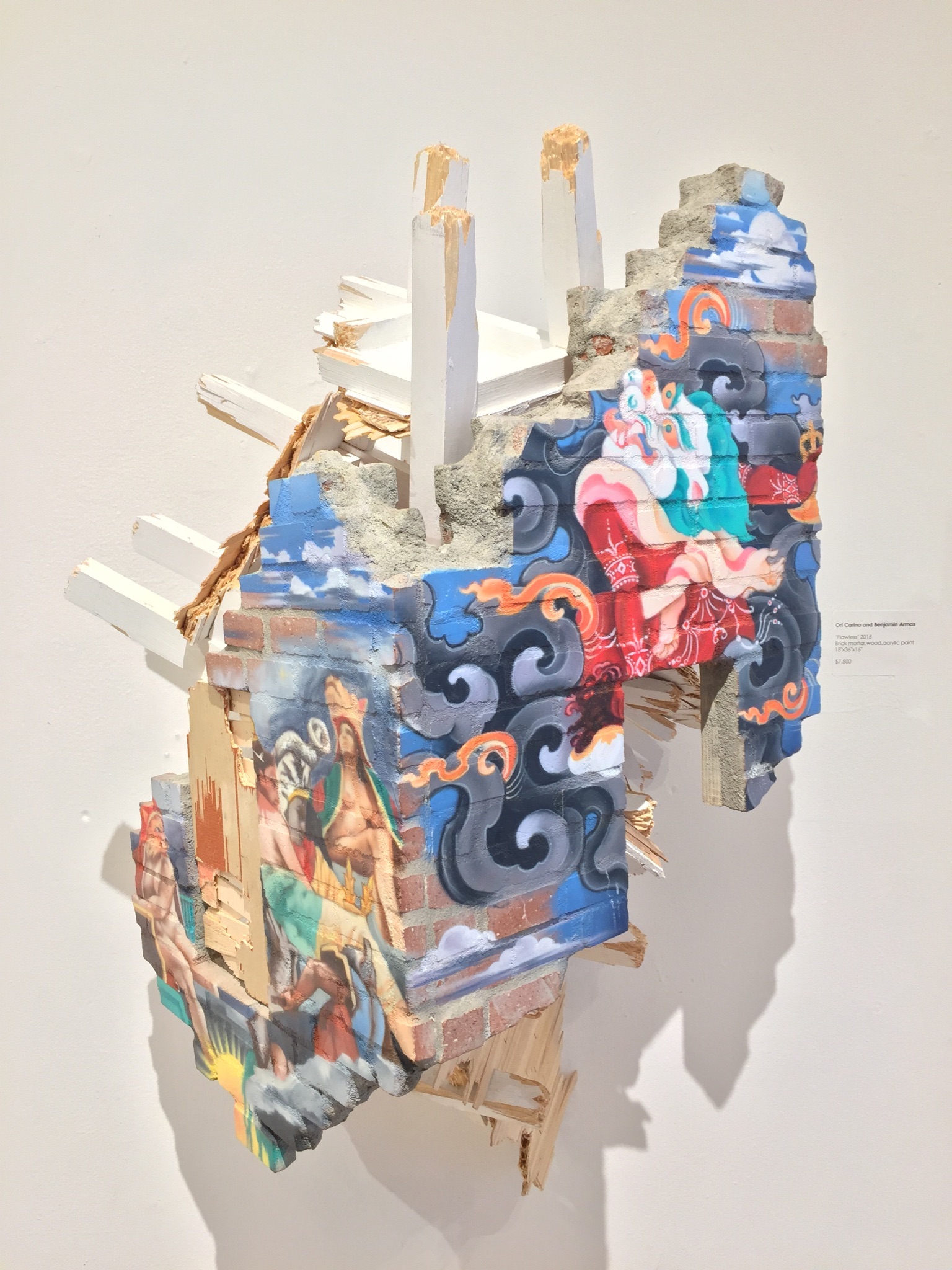 flawless   brick, mortar, wood &amp; paint 36 x 18 x 16 in