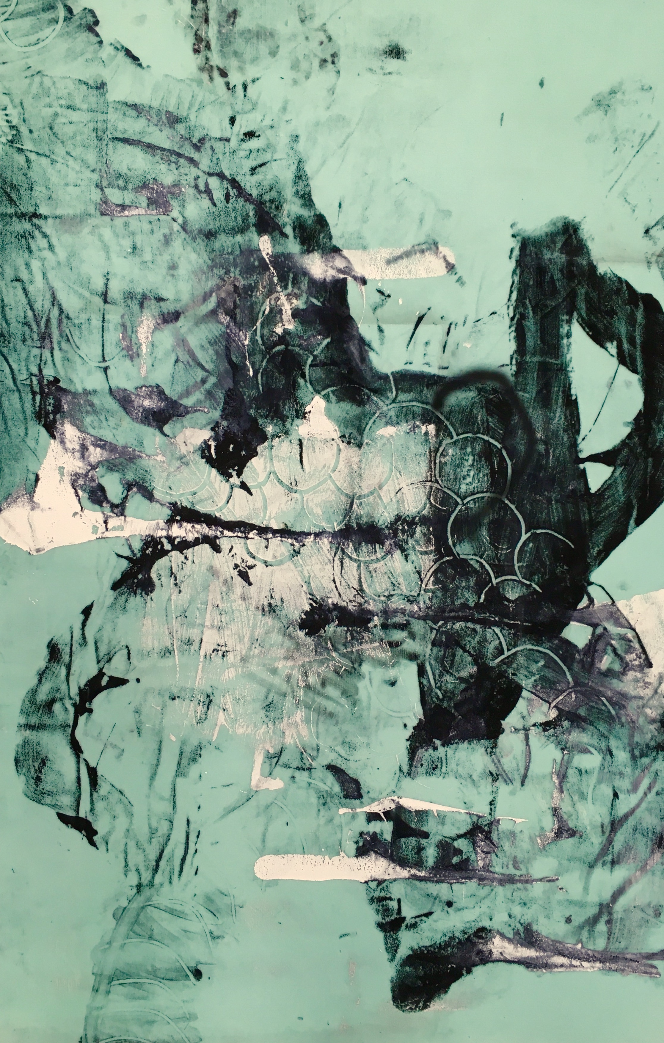 Untitled (Blue Fleece)   Acrylic on fleece 72 x 48 in