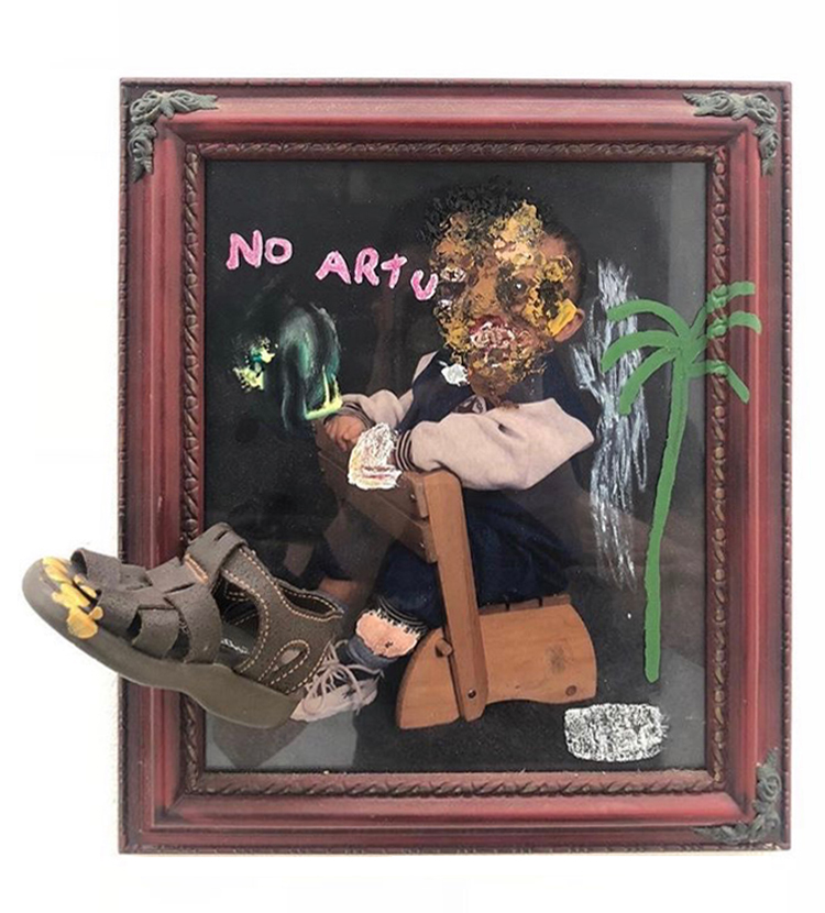 No Artu   Mixed media on frame 18 x 16 in