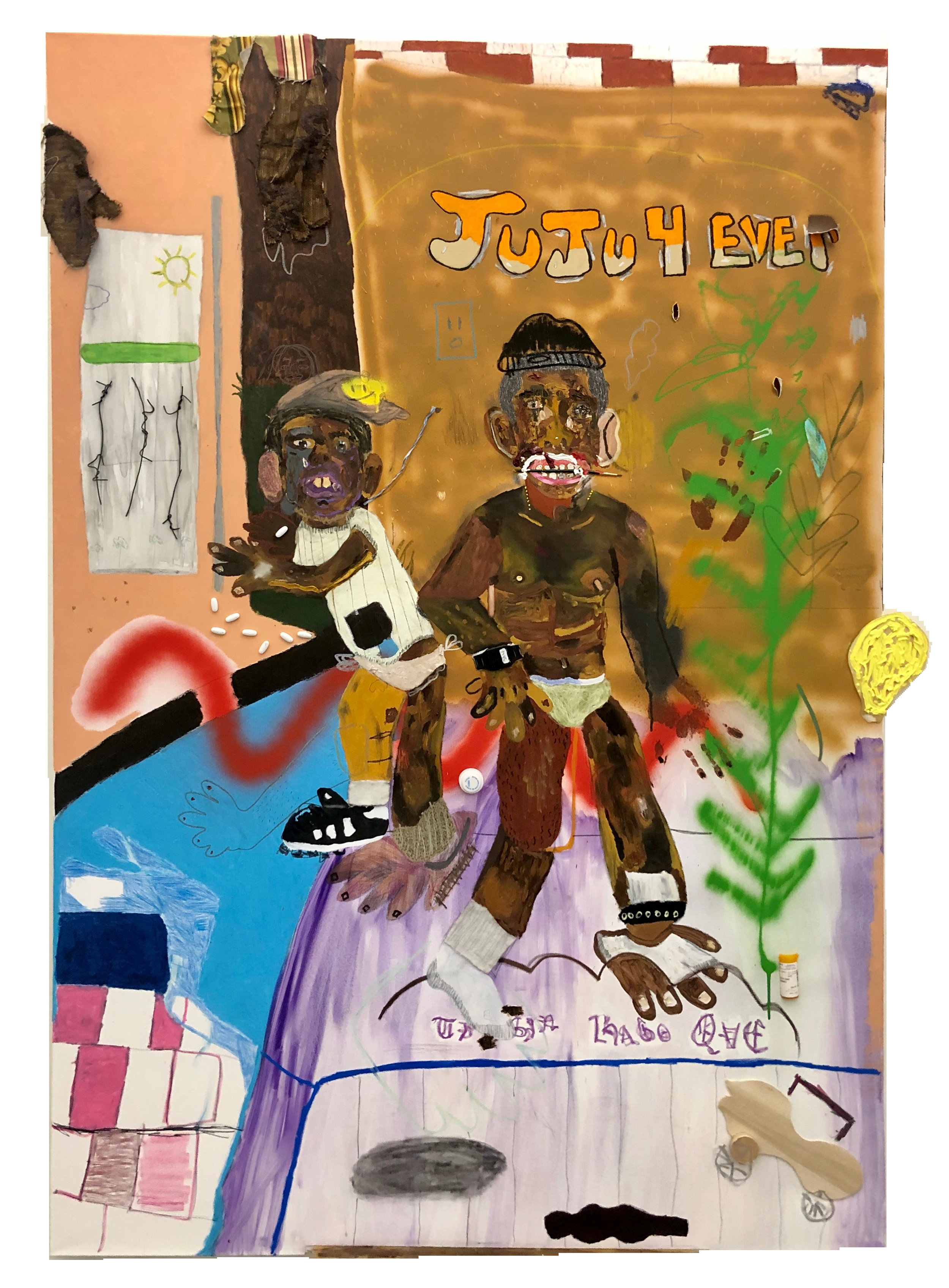 Que Hago Sin Ti   Mixed media on canvas 72 x 49 in