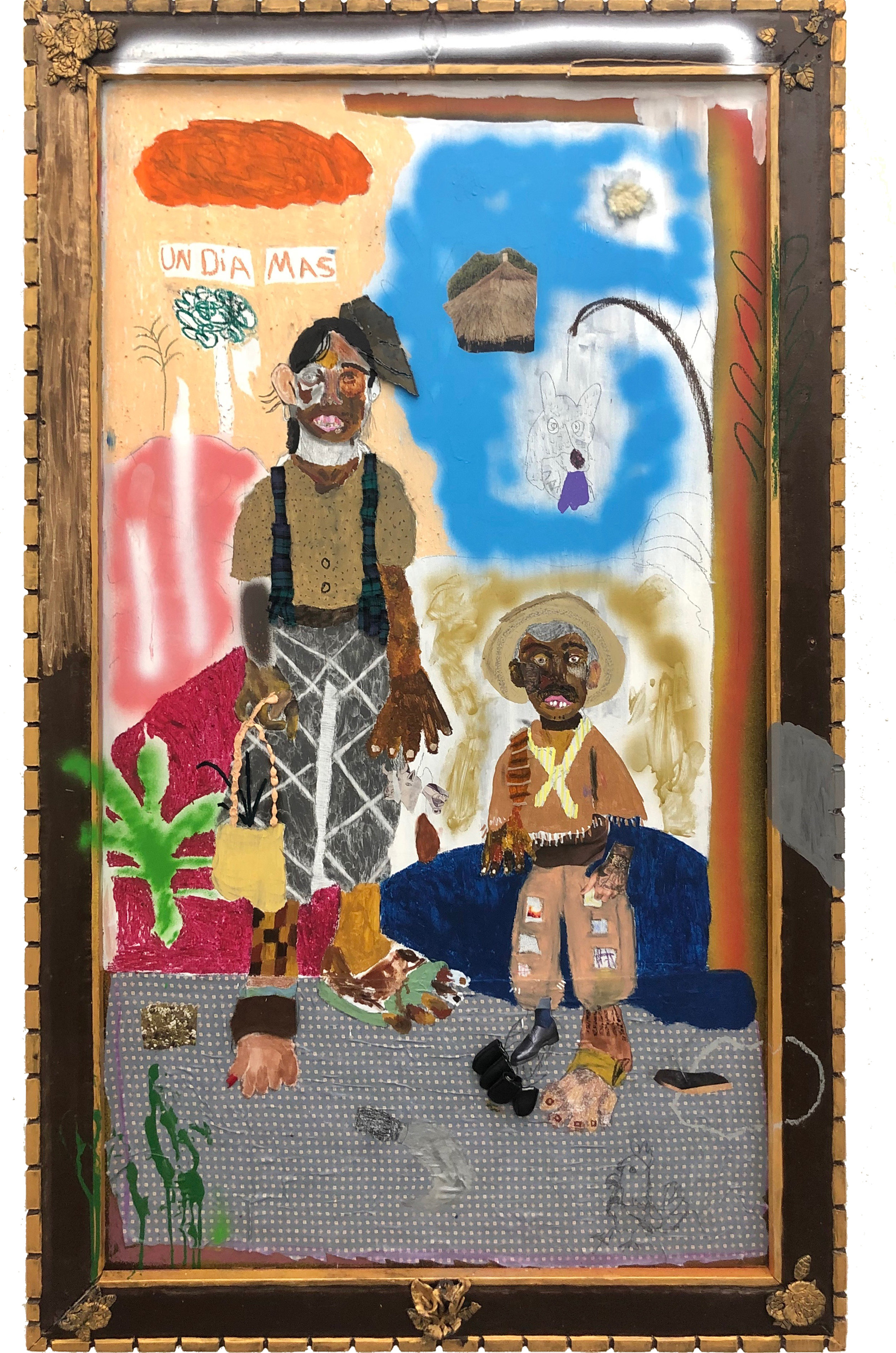 Un Dia Mas   Mixed media on canvas 68 × 42 in