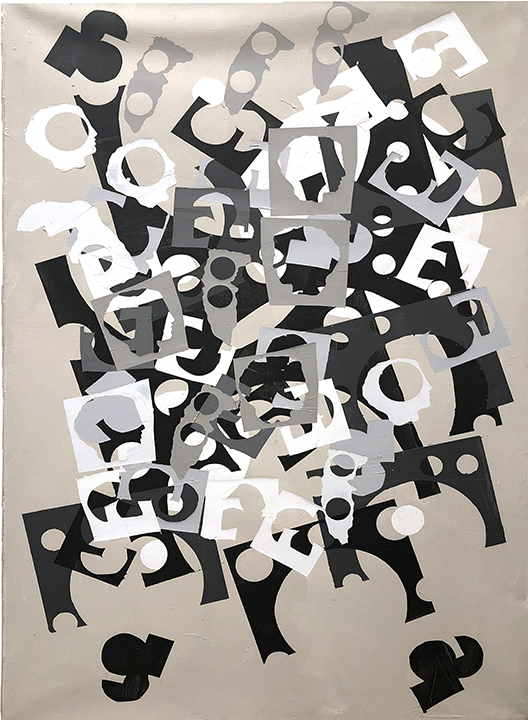 Acroterion in Taupe   Acrylic on linen 72 x 47 in