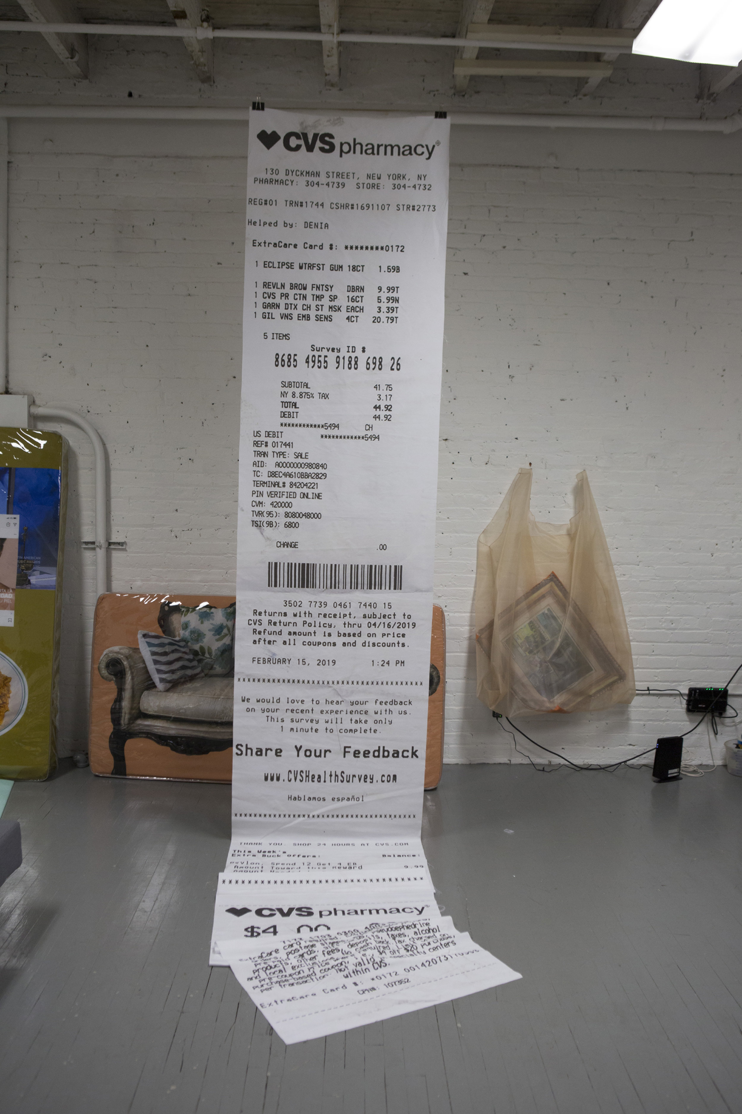 Constancia/CVS   Brushed suede 223 1/2 x 34 in $10,000