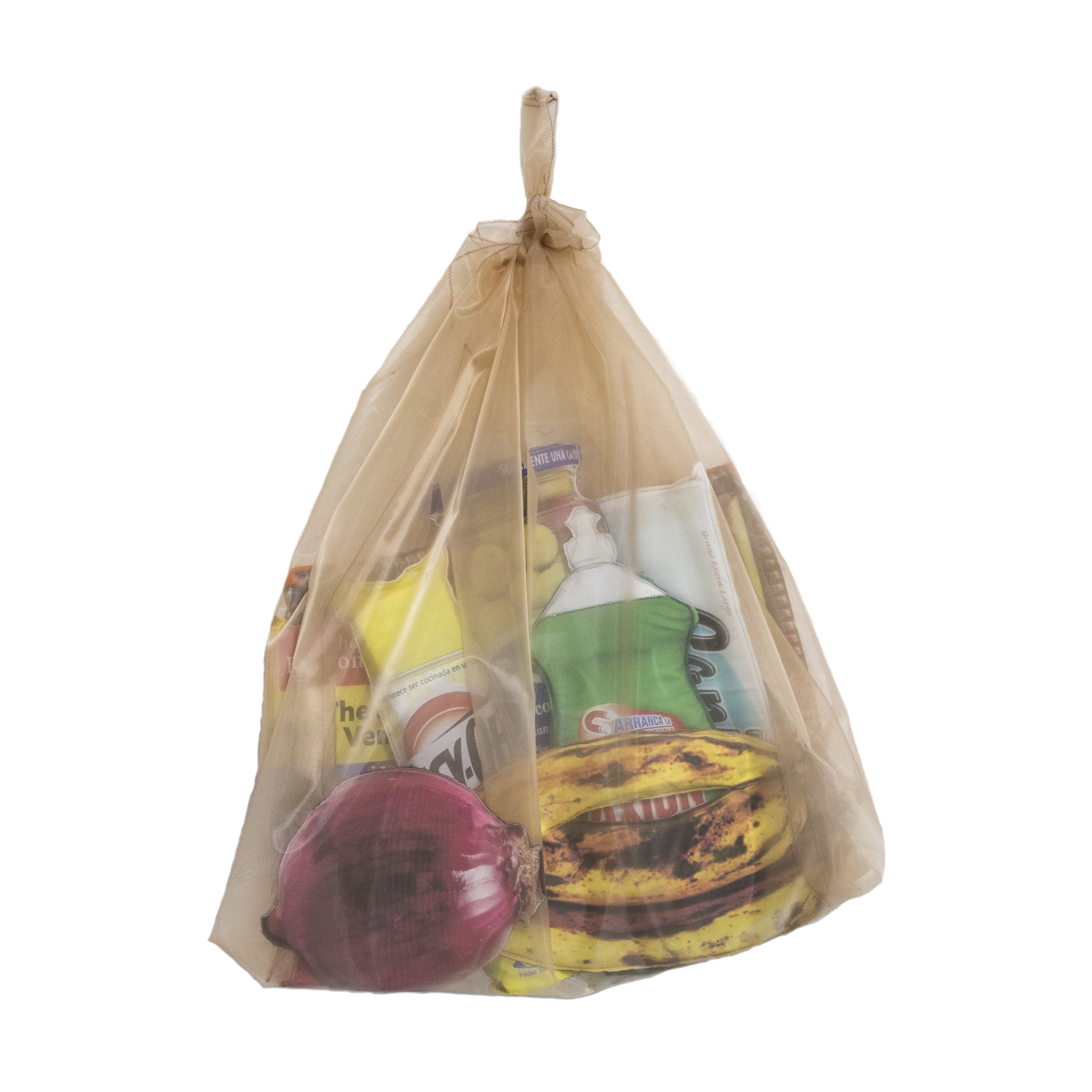 Mandao 1   Polyorganza, Digital print on suede, Felt &amp; Foam 52 x 38 x 6 in SOLD