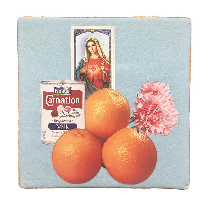 For Tia, Morir Soñando   Digital print on brushed suede, cotton, &amp; felt on foam 22 x 22 x 2 in