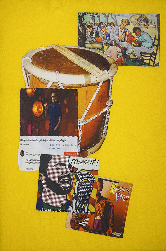 Poetry, Music &amp; Identity   Digital print on fabric, felt, cotton &amp; foam 24 x 36 in