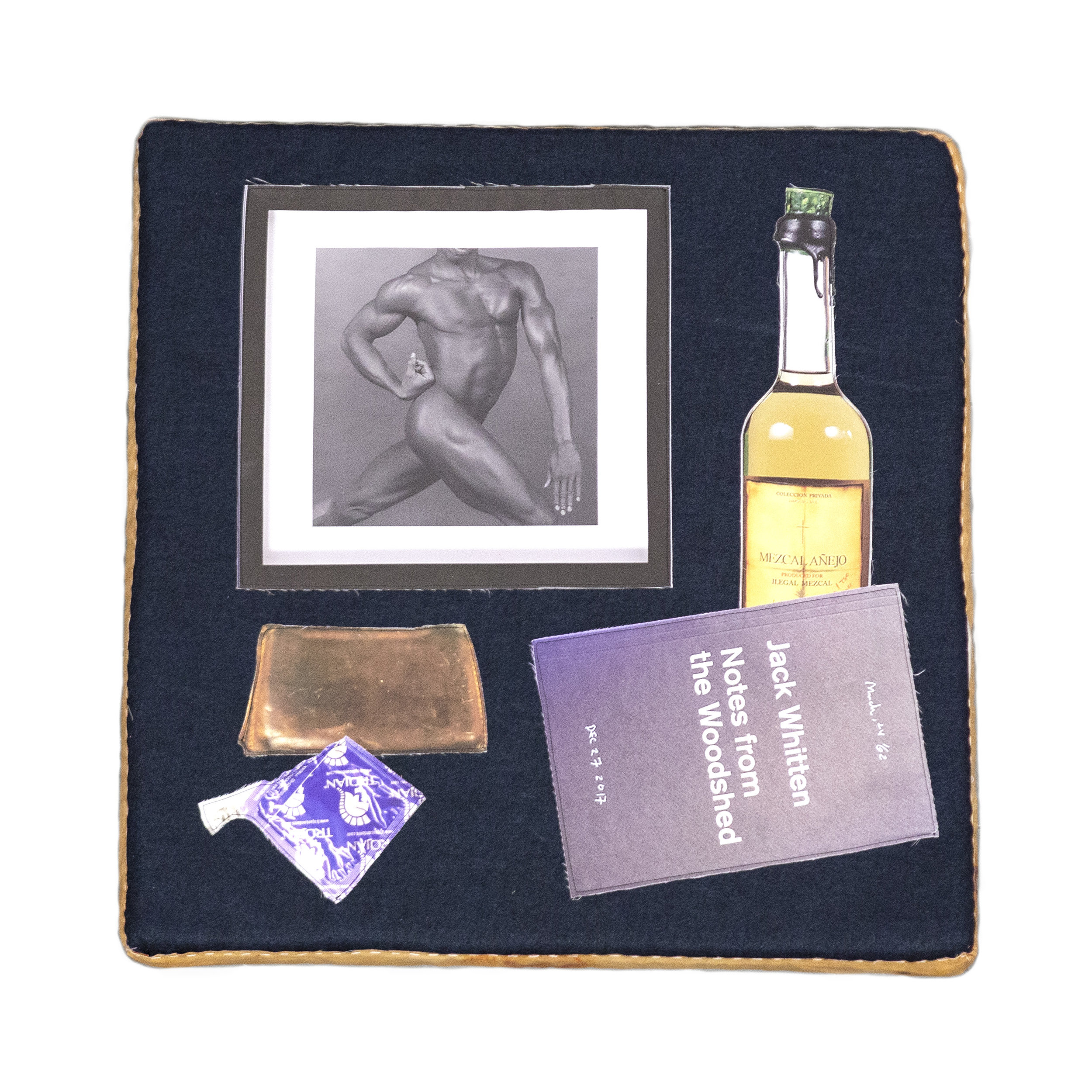 Rank  Digital print on brushed suede, cotton, &amp; felt on foam 22 x 22 x 2 in