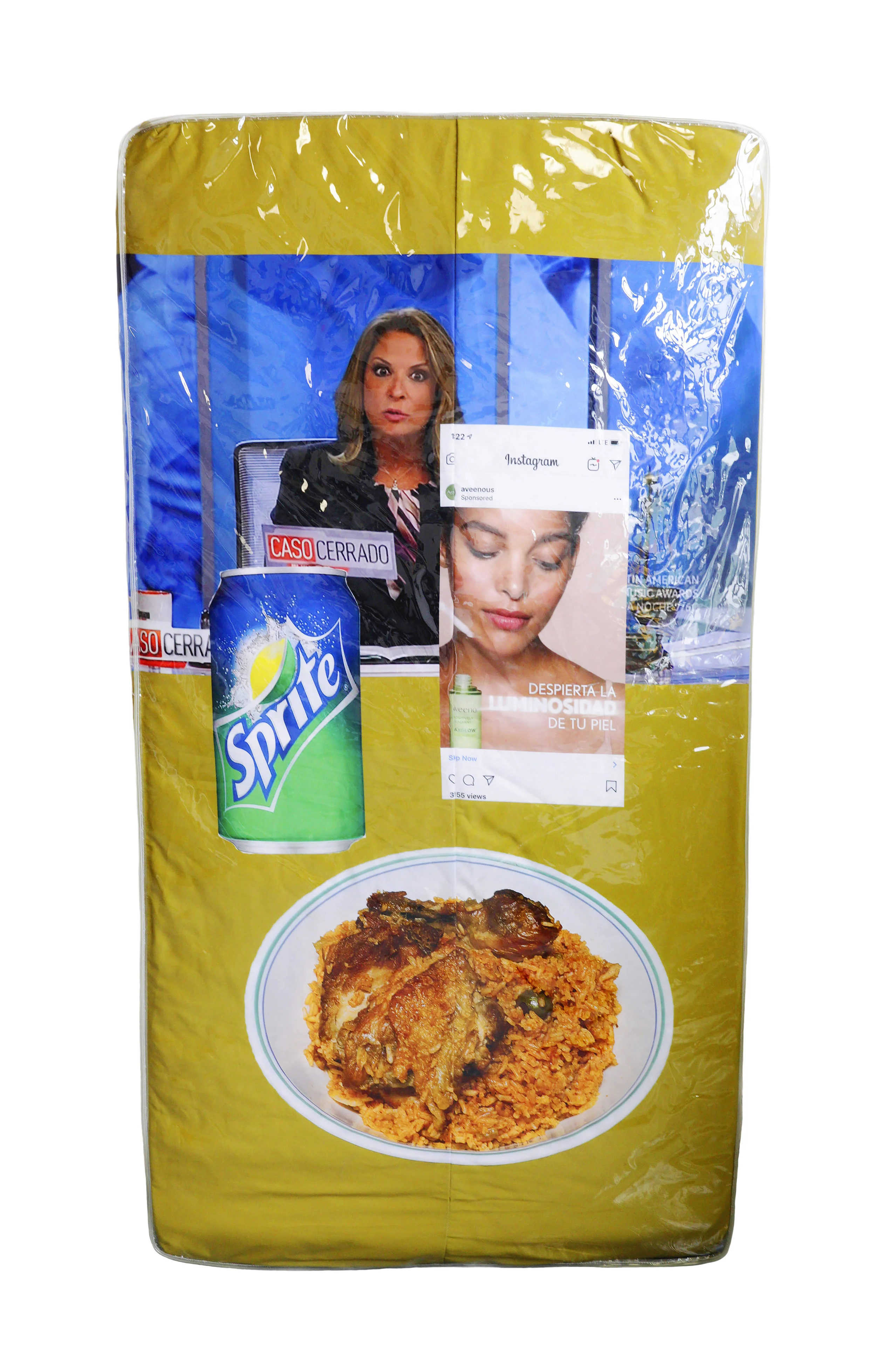 Caso Cerrado   Digital print on cotton fitted sheet, Twin Mattress 74 x 38 1/2 x 6 in $12,000