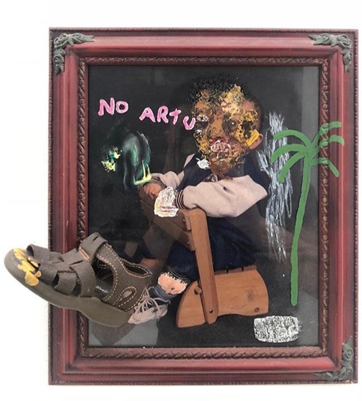 No Artu   Mixed media on frame 18 x 16 in $1,600
