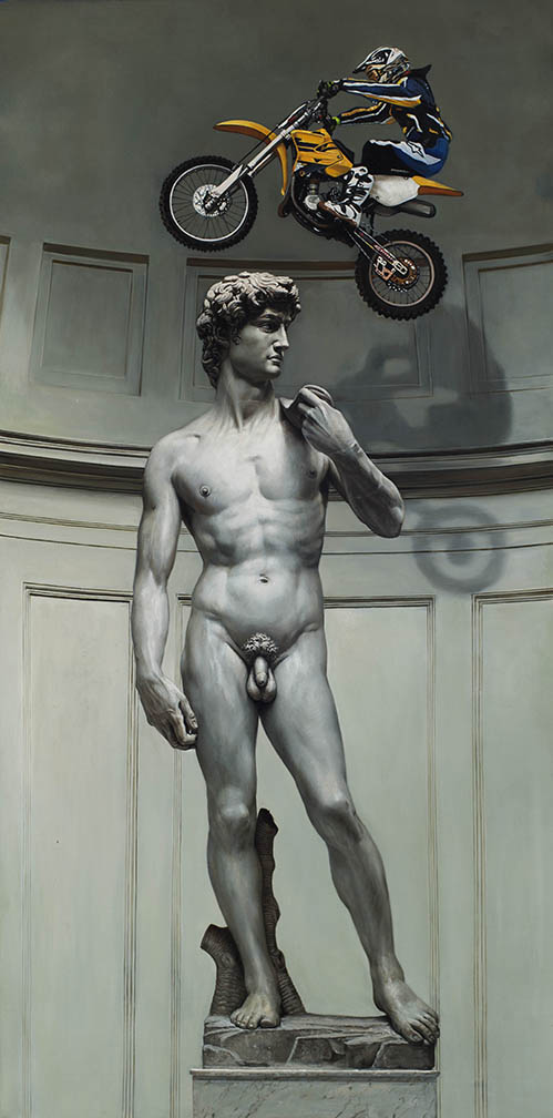 Money Shot   Oil on linen 80 x 40 in $30,000