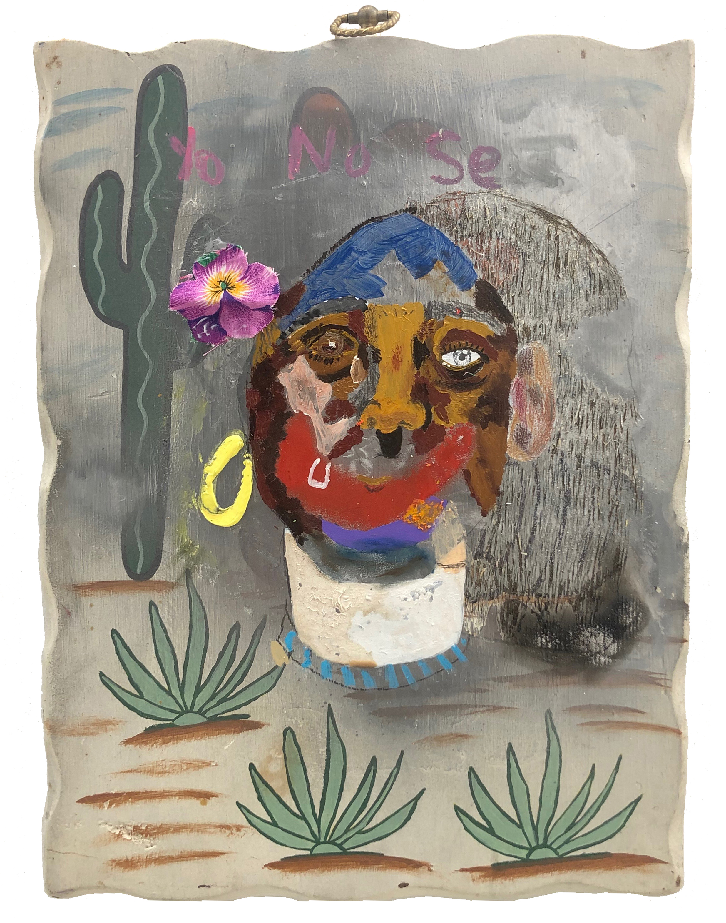 Yo No Se   Mixed media on wood 24 X 16 in $2,800